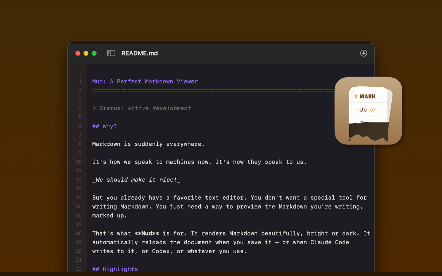 Mud in Mark Down mode